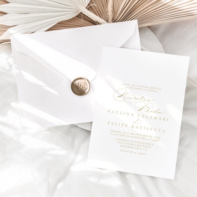 Invitación Elegante caligrafía oro Boda Nuestra Boda (Subido por el creador)