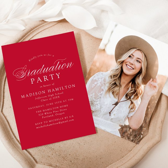Invitación Elegante caligrafía Partido de Graduación de Fotog (Subido por el creador)