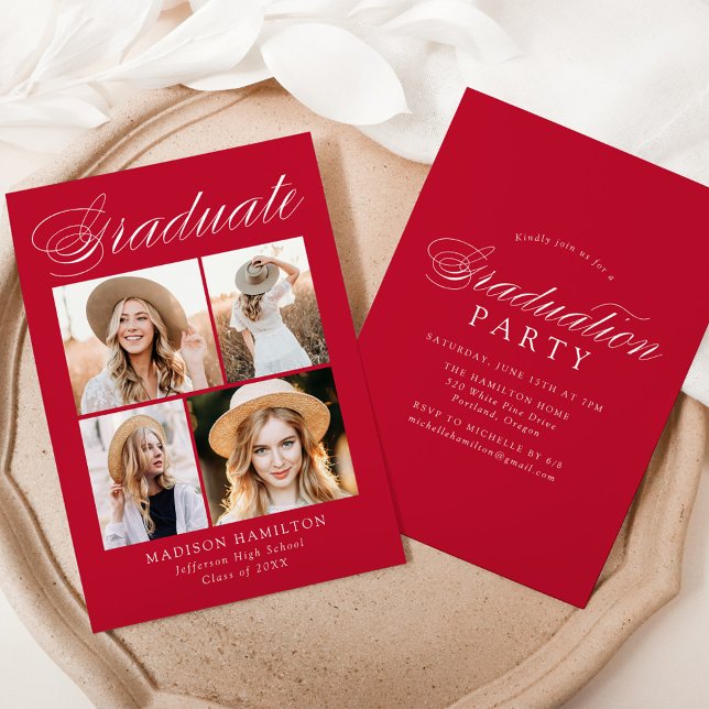 Invitación Elegante caligrafía Partido de Graduación de Fotog (Subido por el creador)