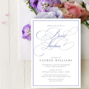 Invitación Elegante caligrafía periwinkle almuerzo de novia