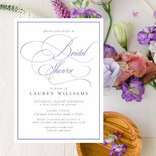 Invitación Elegante Caligrafía Periwinkle Ducha Bridal