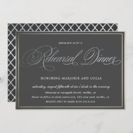 Invitación elegante caligrafía plateada Ensayo Cena