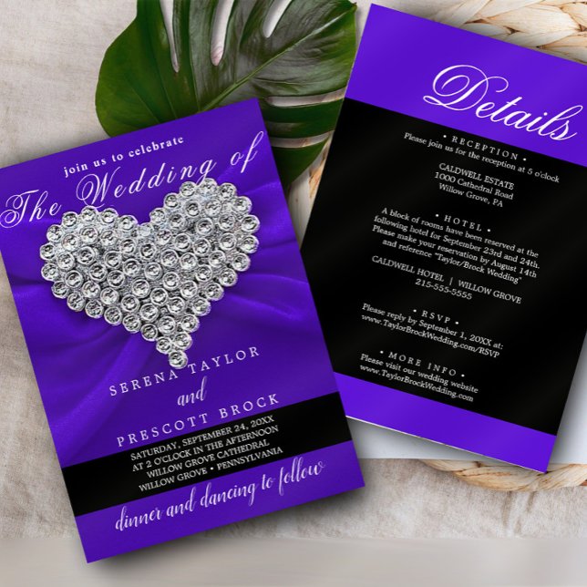 Invitación Elegante caligrafía púrpura hermosa Boda (Subido por el creador)
