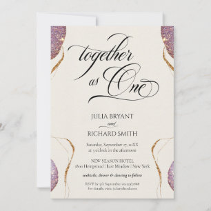 Invitación Elegante caligrafía Purpurina de oro Amethyst Mode
