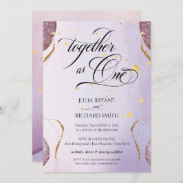 Invitación Elegante caligrafía Purpurina de oro Amethyst Mode