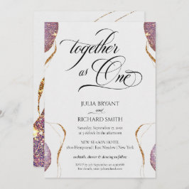 Invitación Elegante caligrafía Purpurina de oro Amethyst Mode