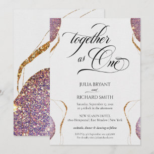 Invitación Elegante caligrafía Purpurina de oro Amethyst Mode