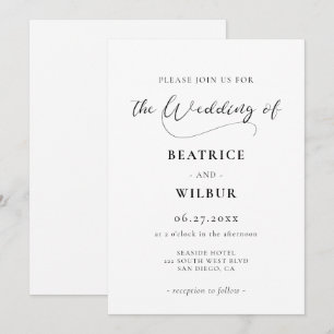 Invitación Elegante caligrafía romántica boda