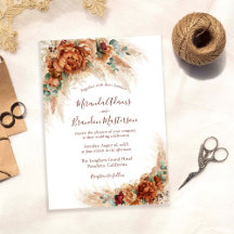 Elegante Caligrafía Romántica Floral Boho Boda