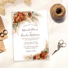 Invitación Elegante Caligrafía Romántica Floral Boho Boda