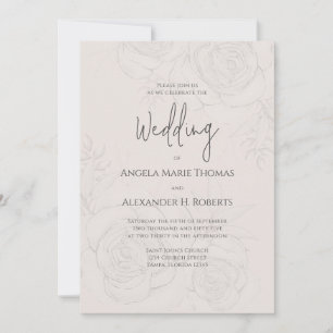 Invitación Elegante caligrafía romántica floral suave de Rubo