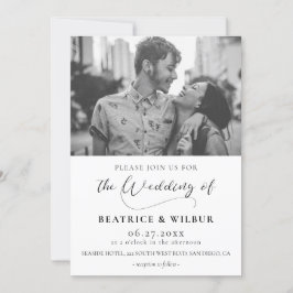 Invitación Elegante caligrafía romántica para foto boda