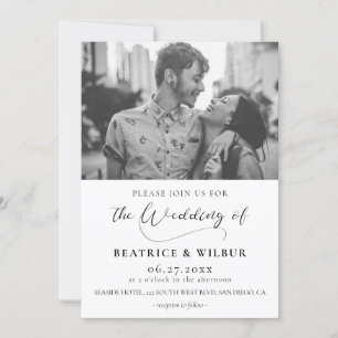 Invitación Elegante caligrafía romántica para foto de boda