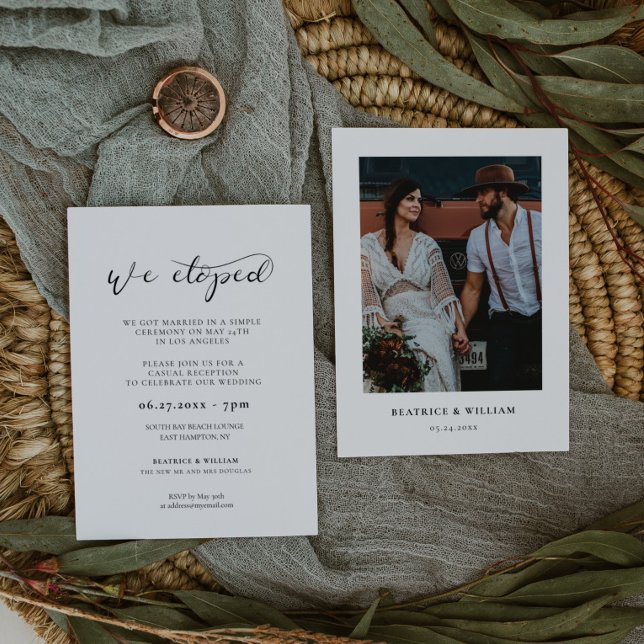 Invitación Elegante caligrafía romántica Recepción de Elopeme (Subido por el creador)