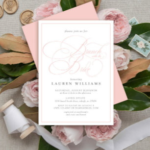Invitación Elegante Caligrafía Rosa Brunch Formal Con Novia