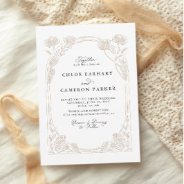 Invitación Elegante caligrafía Rosa Orchard Boda Jardín