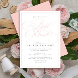 Invitación Elegante caligrafía rosada Brunch formal de novias