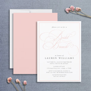 Invitación Elegante caligrafía rosada Brunch formal de novias