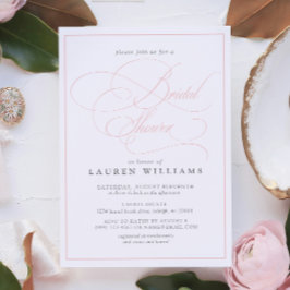 Invitación Elegante caligrafía rosada Ducha formal de novias