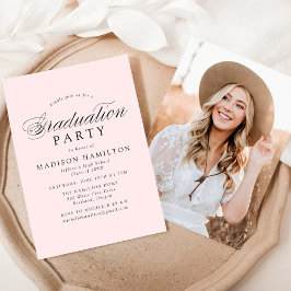 Invitación Elegante caligrafía Rubor Photo Graduation Party