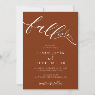 Invitación Elegante caligrafía rústica cae en amor Boda