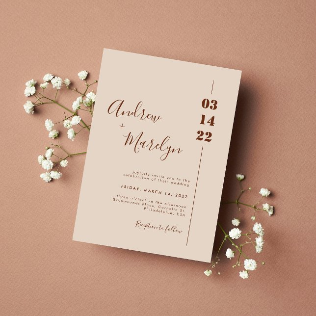 Invitación Elegante caligrafía Rústica y crema Boda (Subido por el creador)