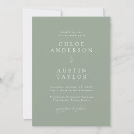 Invitación Elegante caligrafía Sage Green Boda