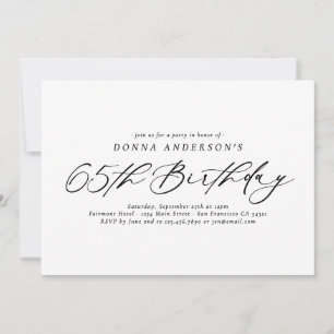 Invitación Elegante caligrafía Script 65º cumpleaños