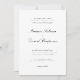 Invitación Elegante caligrafía Script Boda blanco y negro