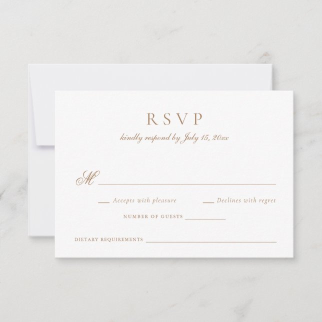 Invitación Elegante caligrafía Script Boda de oro RSVP (Anverso)