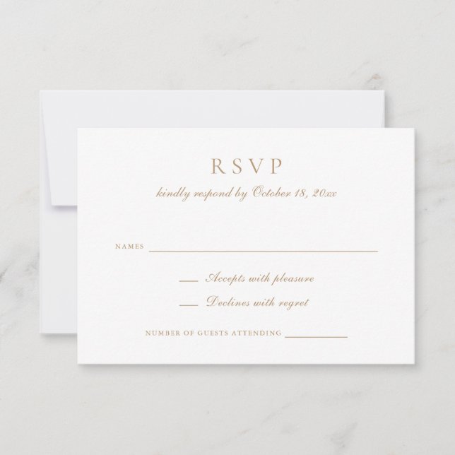 Invitación Elegante caligrafía Script Boda de oro RSVP (Anverso)