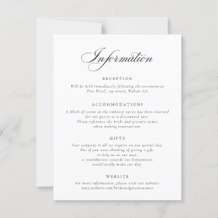 Invitación Elegante Caligrafía Script Boda Información Inv