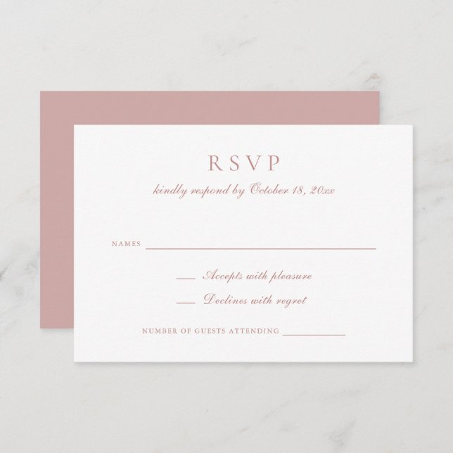 Invitación Elegante caligrafía Script Boda Rosa RSVP (Anverso / Reverso)