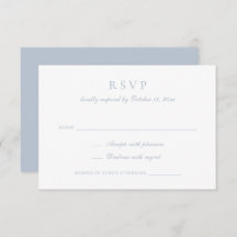 Elegante caligrafía Script Dusty Blue Wedding RSVP