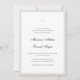 Invitación Elegante caligrafía Script Monograma Boda blanco