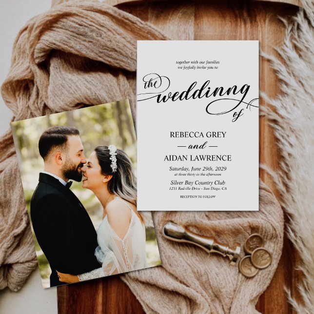 Invitación Elegante caligrafía Script Monograma Boda de fotog (Subido por el creador)