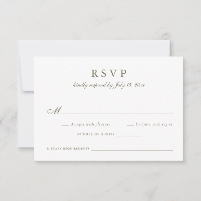 Invitación Elegante caligrafía Script Olive Sage Wedding RSVP (Anverso)