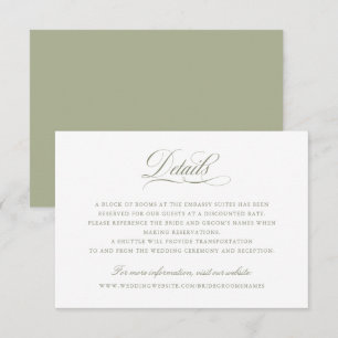 Invitación Elegante caligrafía Script Sage Green Details