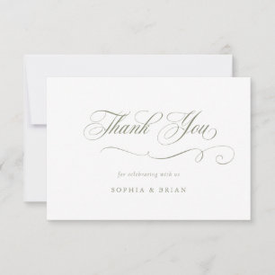 Invitación Elegante caligrafía Script Sage Green Gracias