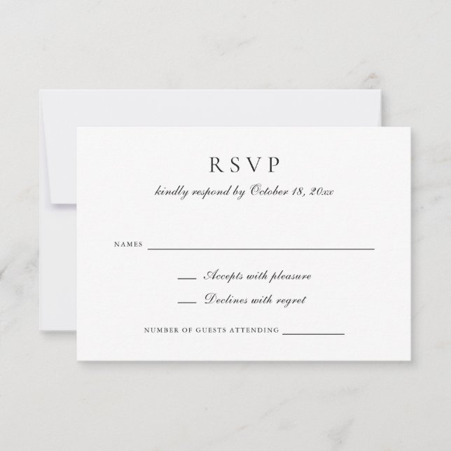 Invitación Elegante caligrafía Script Wedding RSVP (Anverso)