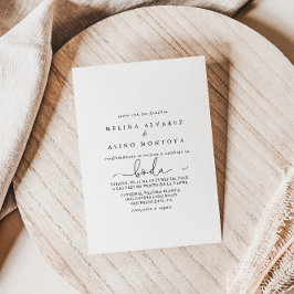 Invitación Elegante caligrafía simple Boda español Invita