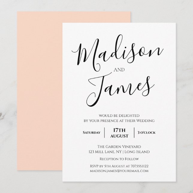 Invitación Elegante caligrafía simple Minimalista moderno (Anverso / Reverso)