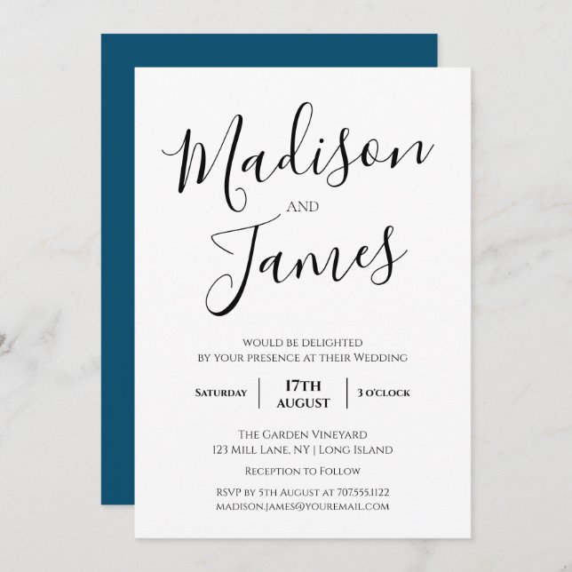 Invitación Elegante caligrafía simple Minimalista moderno (Anverso / Reverso)
