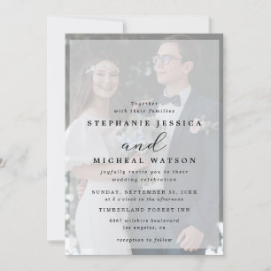 Invitación Elegante caligrafía Vellum Boda superpuesto de fo