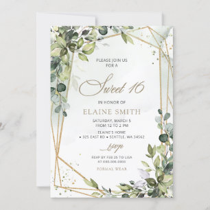 Invitación Elegante caligrafía verde Eucalipto dulce 16