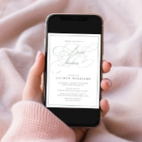 Elegante caligrafía verde sabio almuerzo de novia