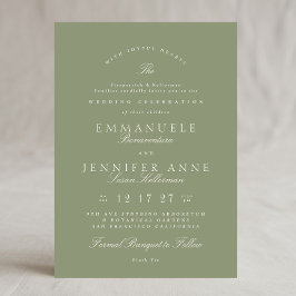 Invitación Elegante Caligrafía Verde Sage Formal El Boda