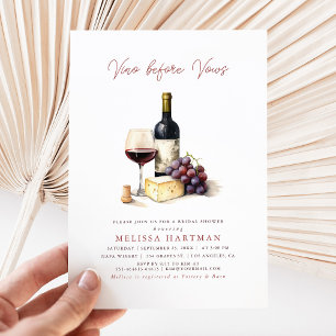 Invitación Elegante caligrafía Vino antes de presentar ducha
