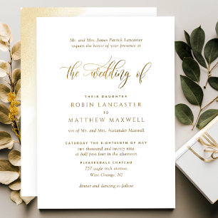 Invitación Elegante caligrafía y acuarela Boda formal