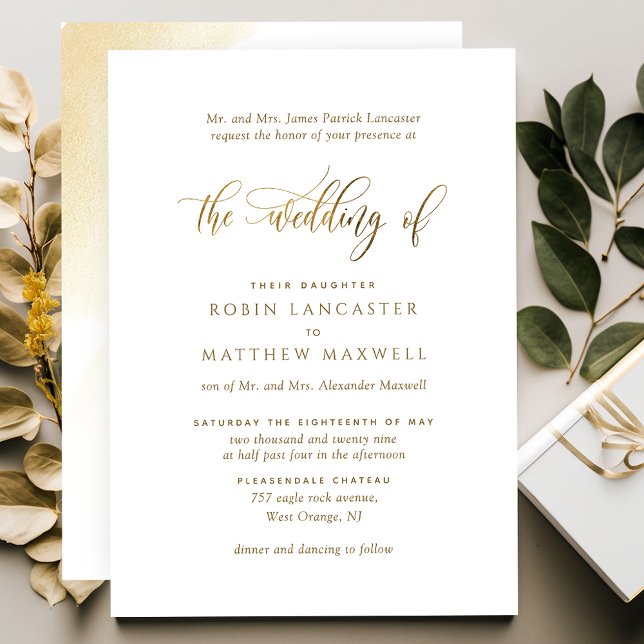 Invitación Elegante caligrafía y acuarela Boda formal (Subido por el creador)